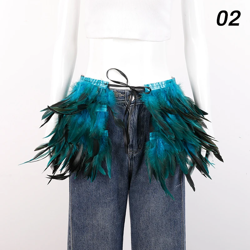 Festival Feather Skirt Punk Gothic Style Music Y2k Skirts Hand-Stitched Design Makeup Ball Stage Performance Mini Short Skirt
