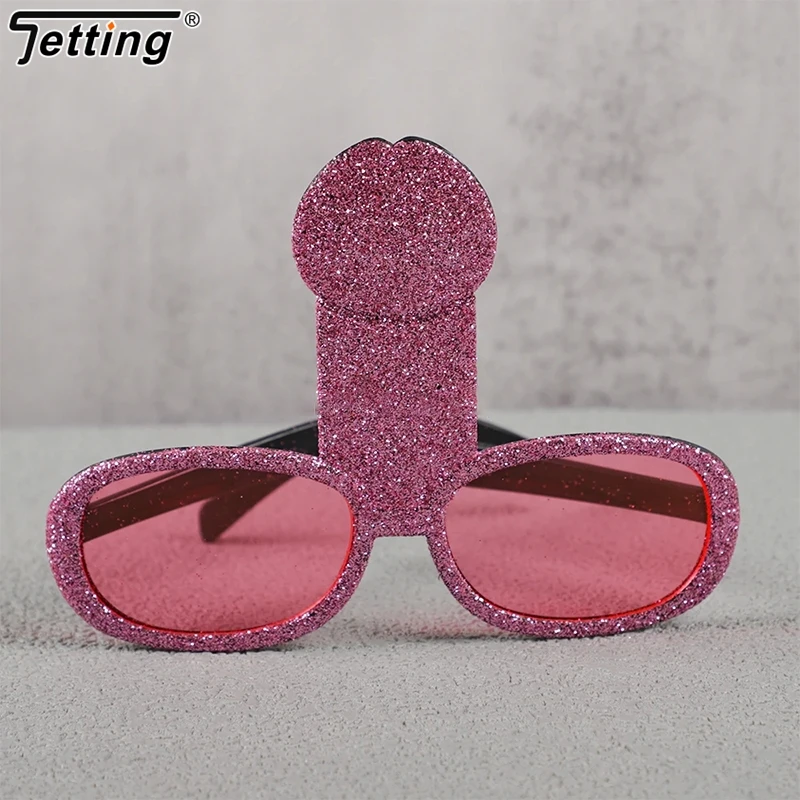 1Pcs Funny Glitter Bride Penis Shaped Sunglasses Wedding Bachelorette Party Photo Props Birthday Night Out Hen Party Decorations