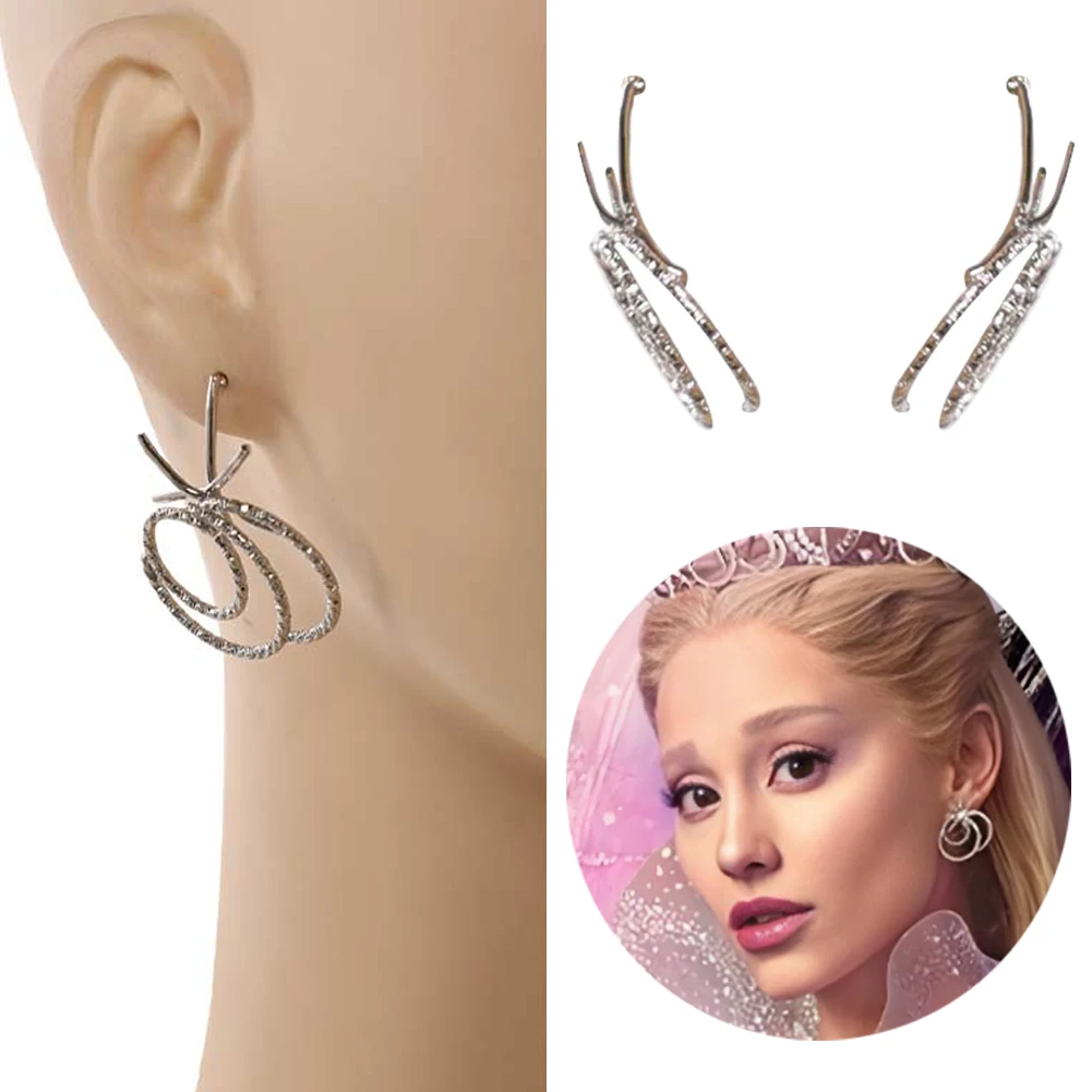 2025 فيلم شرير 2 Glinda تأثيري أقراط فضية زي اكسسوارات الزي الرسمي الدعائم الهدايا حفلة كرنفال الهالوين #1