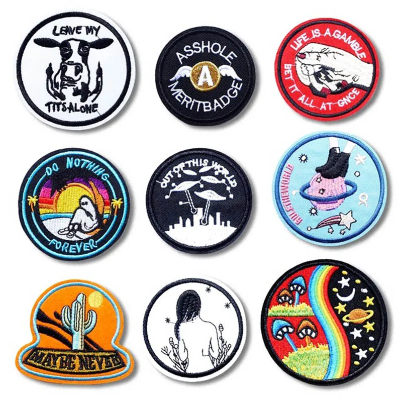 Коровья девушка НЛО ручная змея утюгом патчи для шитья вышитая аппликация для куртки одежды наклейки значок Сделай Сам аксессуары для одежды