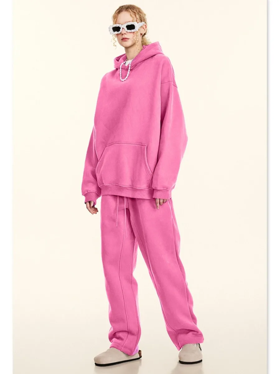 LIinar 2026 Fall  Hooded Pullover Jacket Sports Set for Women Fashionable Loose-Fitting Casual Sweatshirt Two-Piece Set
