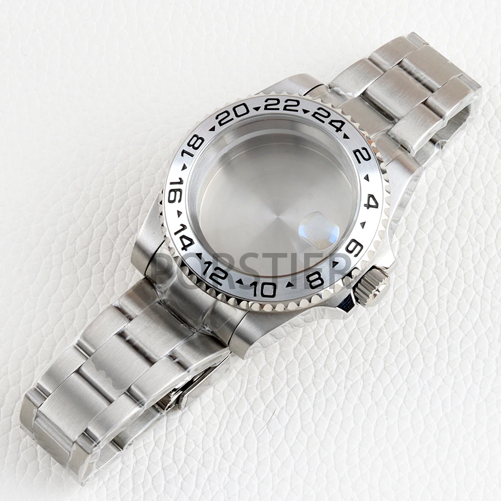 

40mm NH35 Case Sapphire Glass for GMT NH34 NH35 NH36 movement 28.5mm Dial Oyster Braclet Sub Watch Case High Quality Waterproof