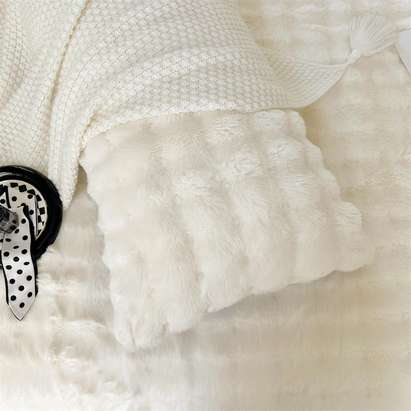 غطاء وسادة من الفرو الصناعي مزدوج الجوانب كريمي ملون فاخر كيس وسادة قطني لغرفة النوم ديكور المنزل #3