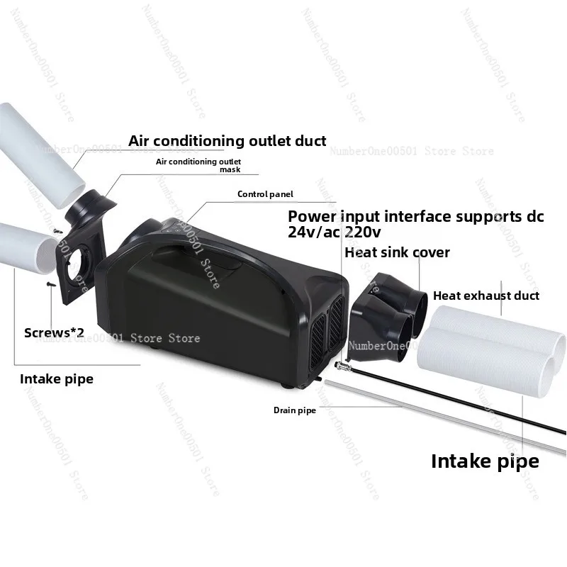 Portable Car Air Conditioner Compressor Cooling for Camping Tent Outdoor 12V 24V Use