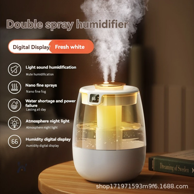 2024 New Humidifier Double Spray High Mist Atmosphere Light Household Bedroom Dormitory Constant Humidity Aromatherapy USB Humid