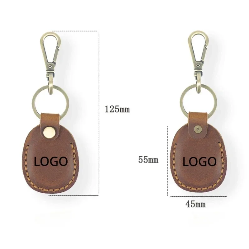 Customized Genuine Leather Keychain Case for Airtag Personalized Retro Vintage Card Key Chain Ring Laser Engrave Keyring Gift