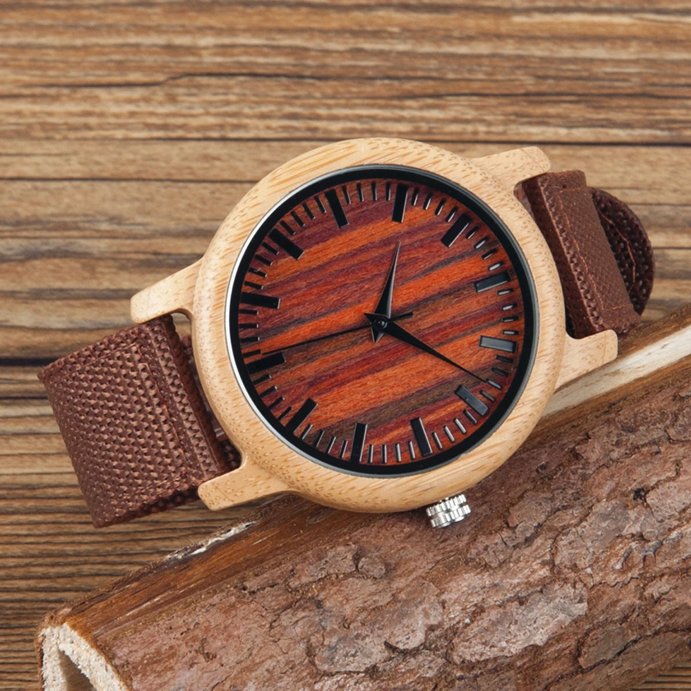 BOBO BIRD Relojes Watches for Men and Women Bamboo Watch Quartz Movement with Colorful Bracelet Free