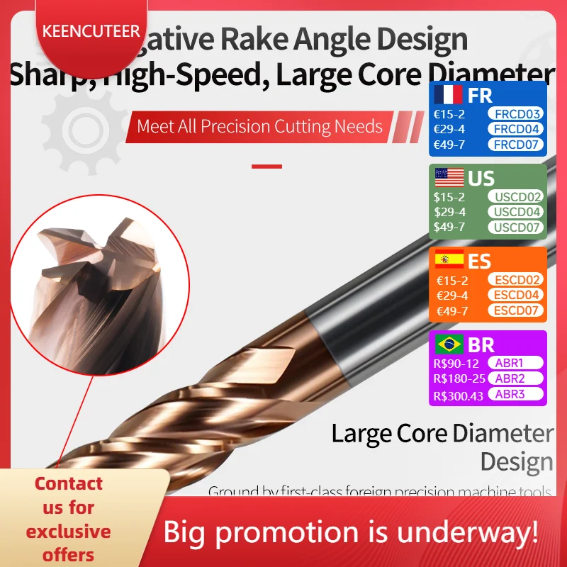 

Фреза концевая шаровая ЧПУ, 4-зубая, из карбида вольфрама, HRC55, для металла, стали, алюминия, R0.5, хвостовик 6мм, 8мм, 10мм