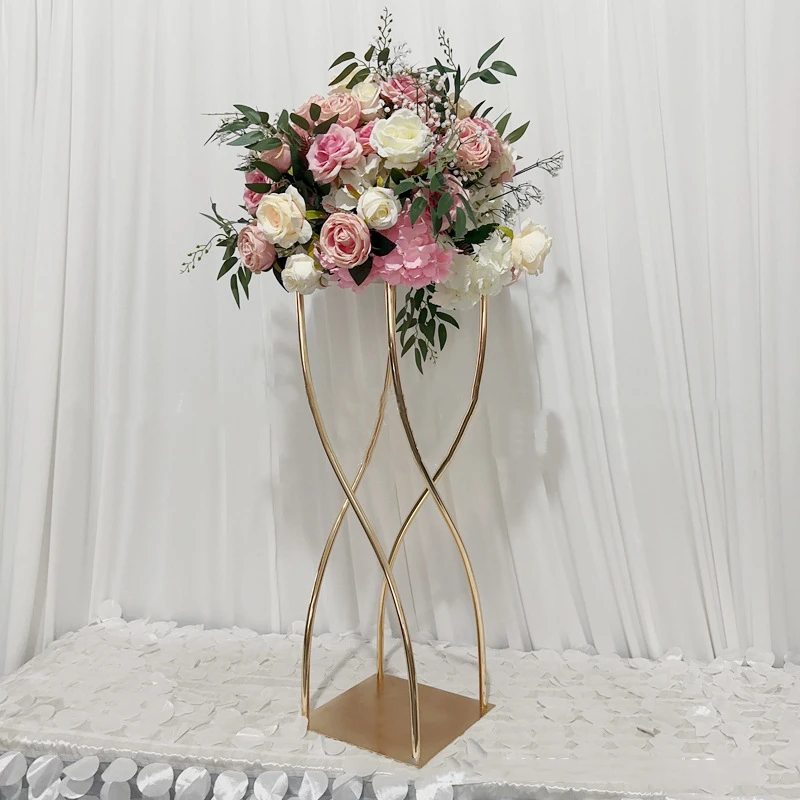 10 PCS Vases Gold Flower Stand Metal Road Lead 35 Inches Wedding Table Centerpiece Flowers Rack For Event Party Home Decoration