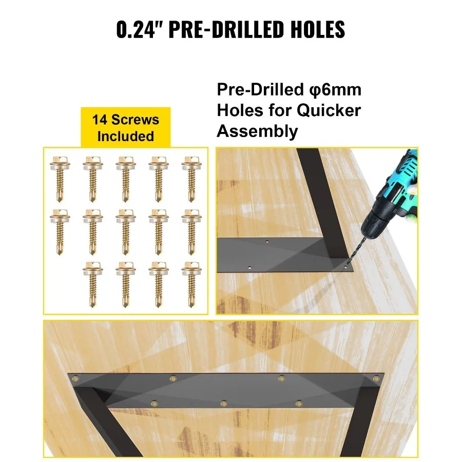 أرجل طاولة معدنية 28 × 18 بوصة مجموعة أرجل مكتب مكونة من 2 أرجل مقعد شديدة التحمل على شكل Z أرجل قطع أثاث معدنية طاولة قهوة من الحديد المطاوع Le