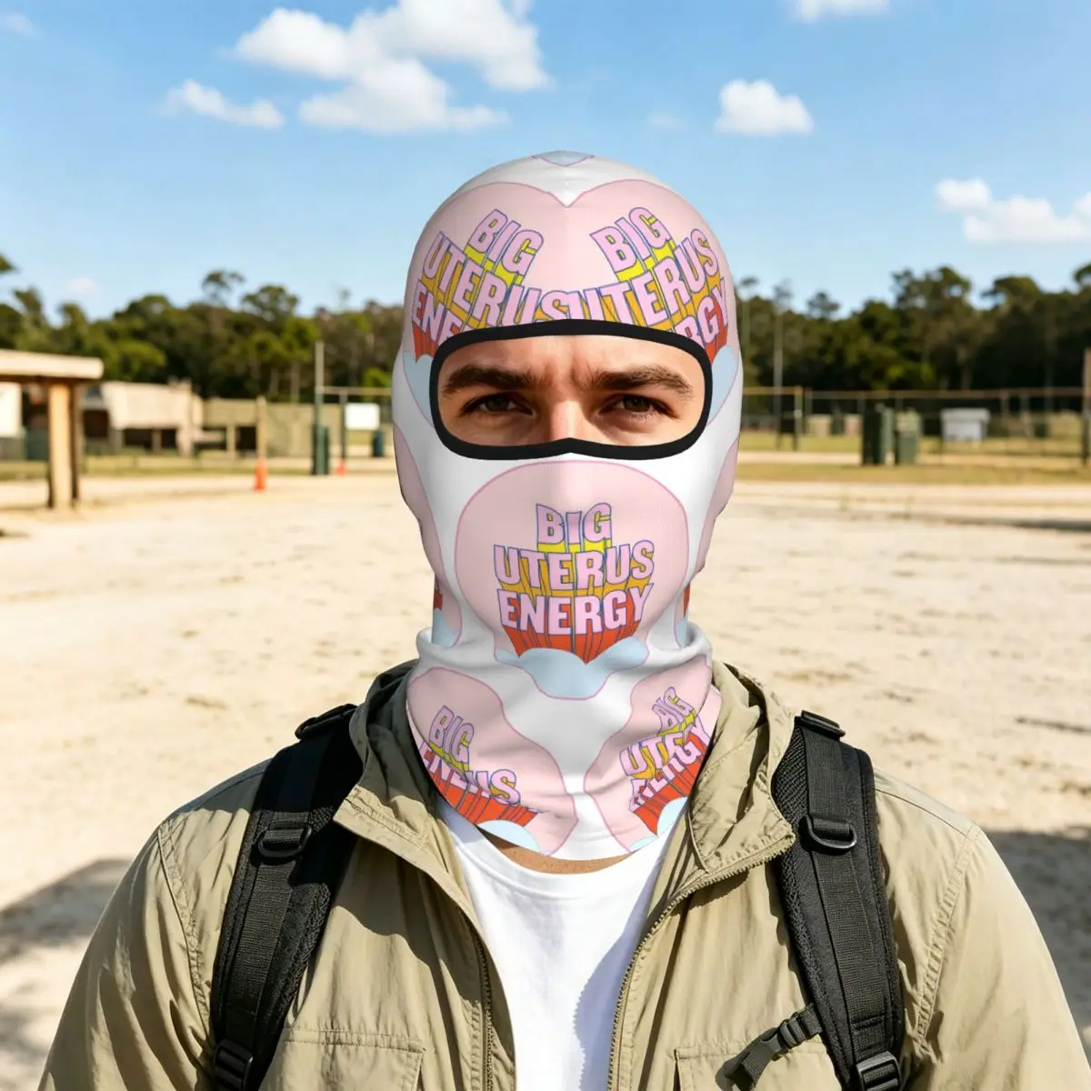 BIG UTERUS ENERGY (uterus Optional) Breathable Thin Balaclava Full Face Mask Sun Protection Neck Gaiter For Motorcycle Fishing