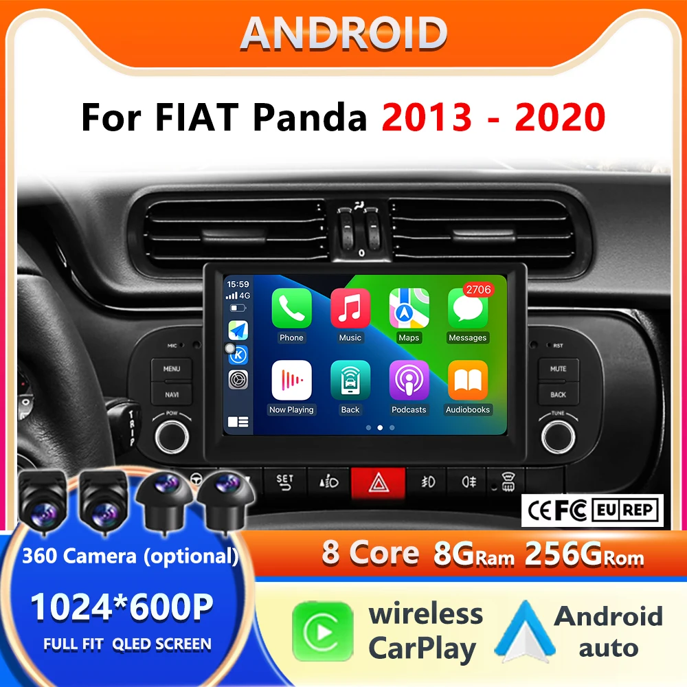 

Car Radio Multimedia For Fiat Panda 2013-2020 Android Video Stereo Android Auto Carplay GPS 2din DSP 7"Head Unit Android 14