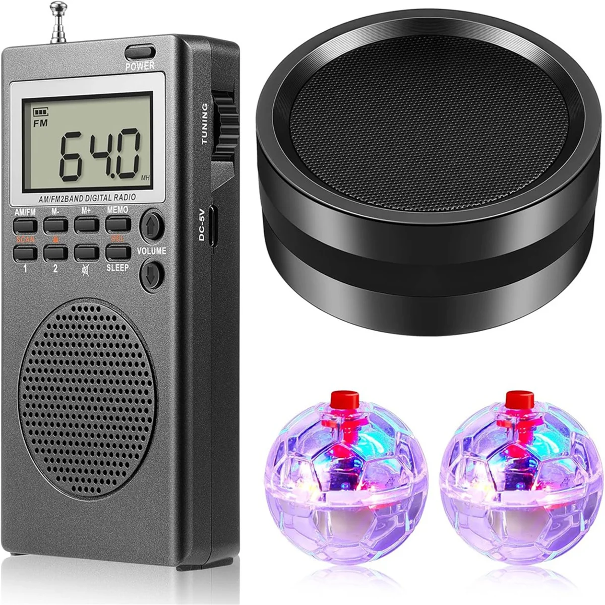 A13E-4 Piece Device Kit With 2 LED Cat Balls 1 Radio Paranormal Device Kit For Home Office Outdoor
