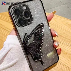 For Xiaomi 14 13 13T 12T Pro 10T Lite 10i Poco X6 F6 F5 Pro F3 Phone Case Luxury Glitter Butterfly Quicksand Cover