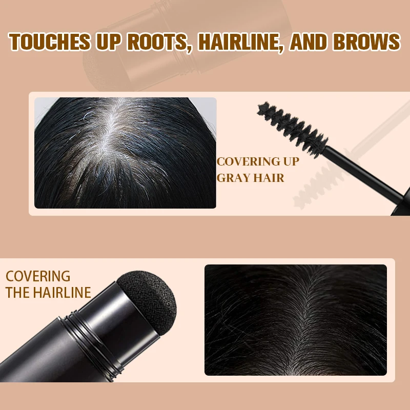 Vara instantânea de linha fina, 2 peças, cobertura rápida, corretivo de raiz de cabelo, linhas de sobrancelha e barba e longa duração, resistente ao vento e ao suor