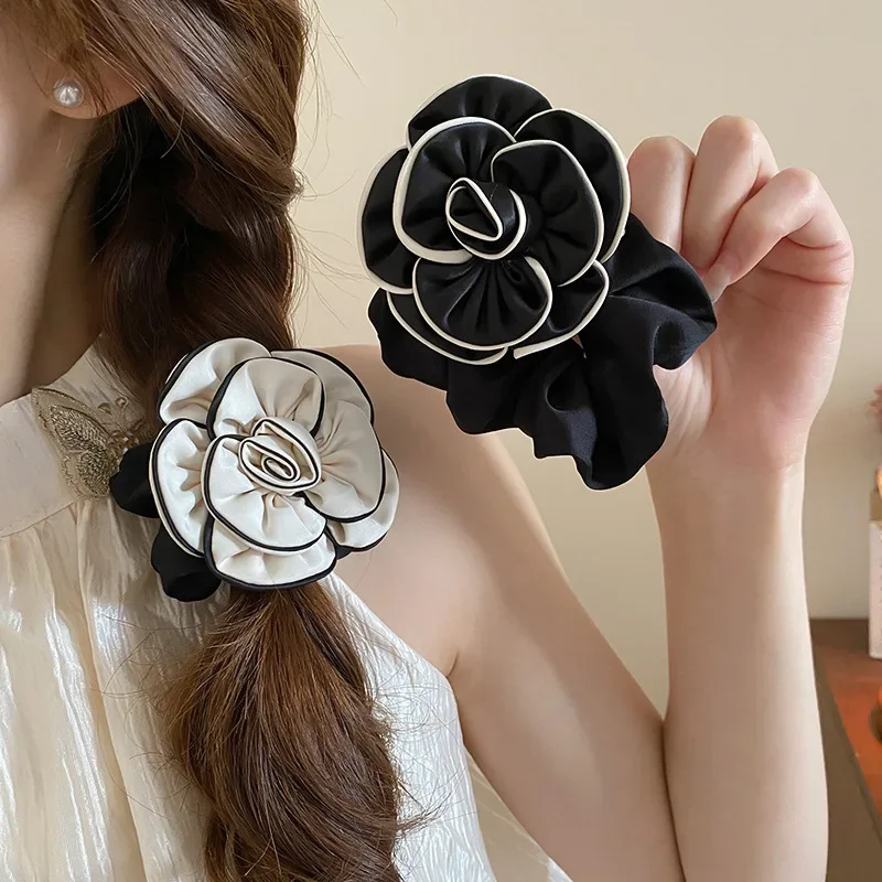 

French Sweet Large Flower Hair Band Hair Rope for Women Light Luxury Versatile Fashion Hair Accessories