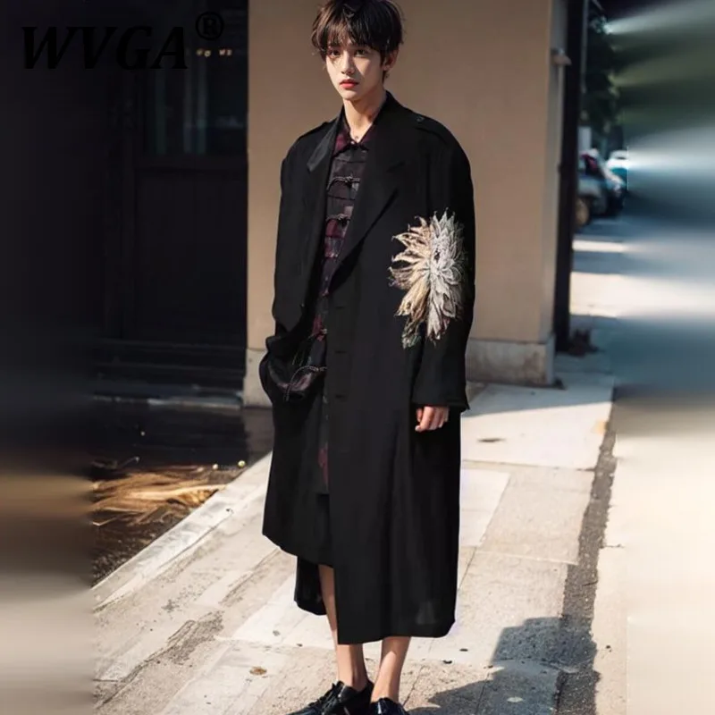 

WVGA Spring Autumn New Man Tide High Street Darkwear Embroidery Trendy Mid-Length Blazer Niche Chic Casual Suit-Coats Ins W10533
