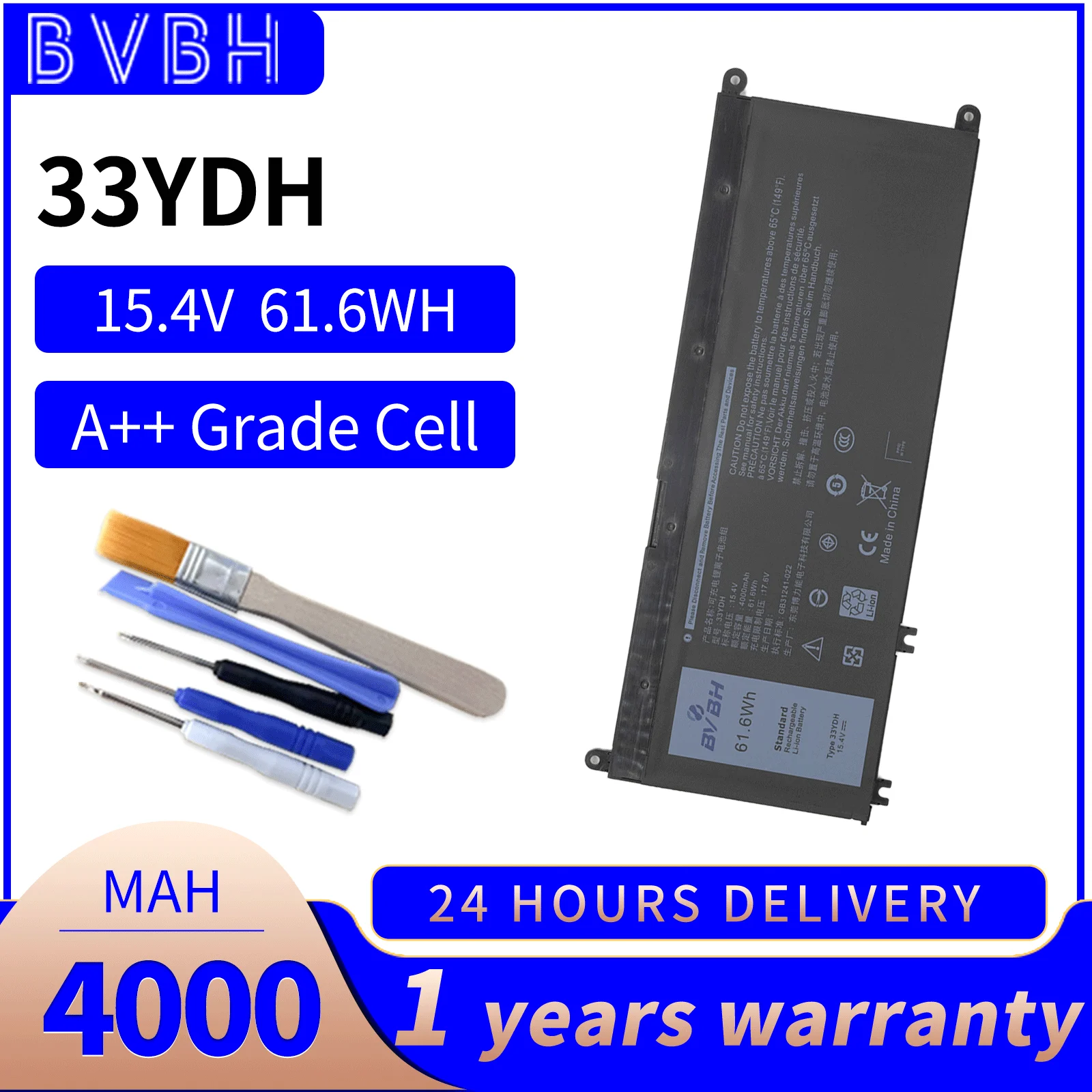 

BVBH 33YDH 3500mAh Notebook Battery for Dell Latitude 3490 G3/3380/3480/G5/5587/G7/7588 Inspiron 15 7577/17/7778 Vostro P80G