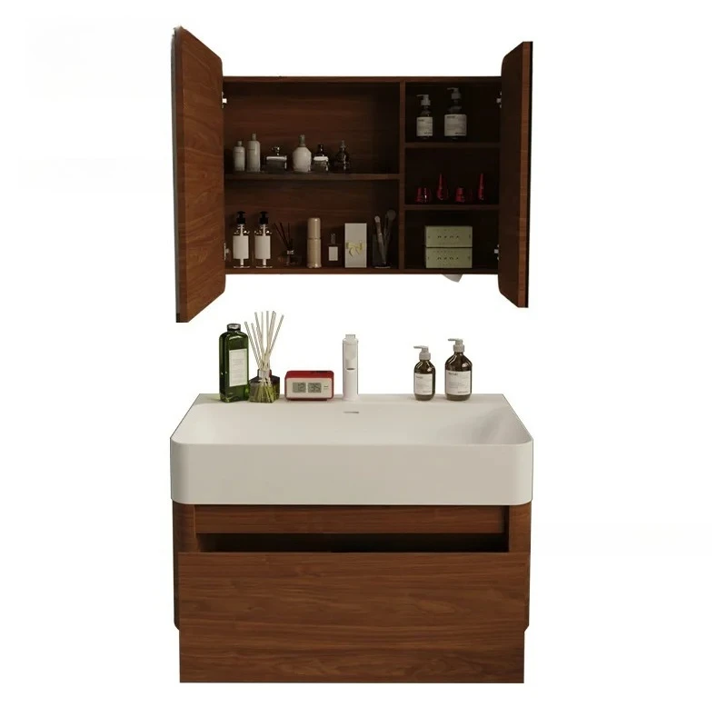 

Hotel Bathroom Cabinet Combination - Artificial Stone Integrated Washbasin, Smart Mirror Cabinet, Wall-Mounted