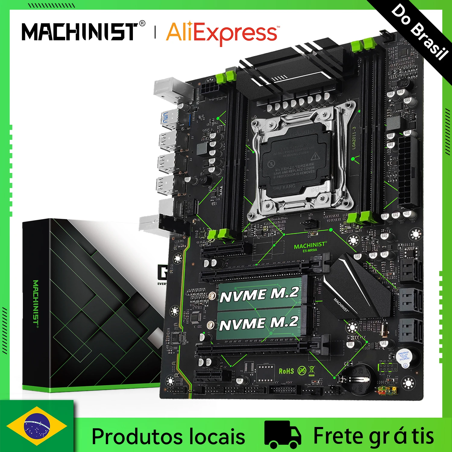 MACHINIST X99 MR9A V1.0 ATX Placa-mãe LGA 2011-3 Suporte Xeon E5 V3/V4 CPU e DDR4 RAM NVME M.2 Slot USB3.0
