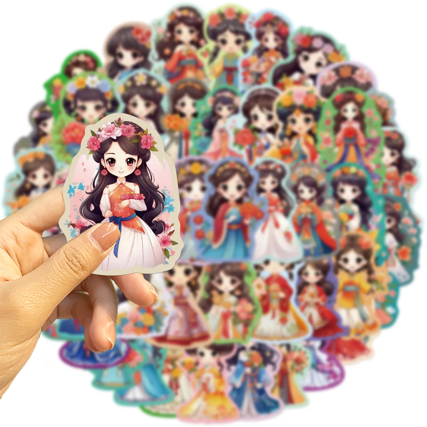 10/30/50Pcs Q-version Flower God Princess Graffiti Decorative Stickers DIY Guitar Phone Water Cup Skateboard Waterproof Stickers