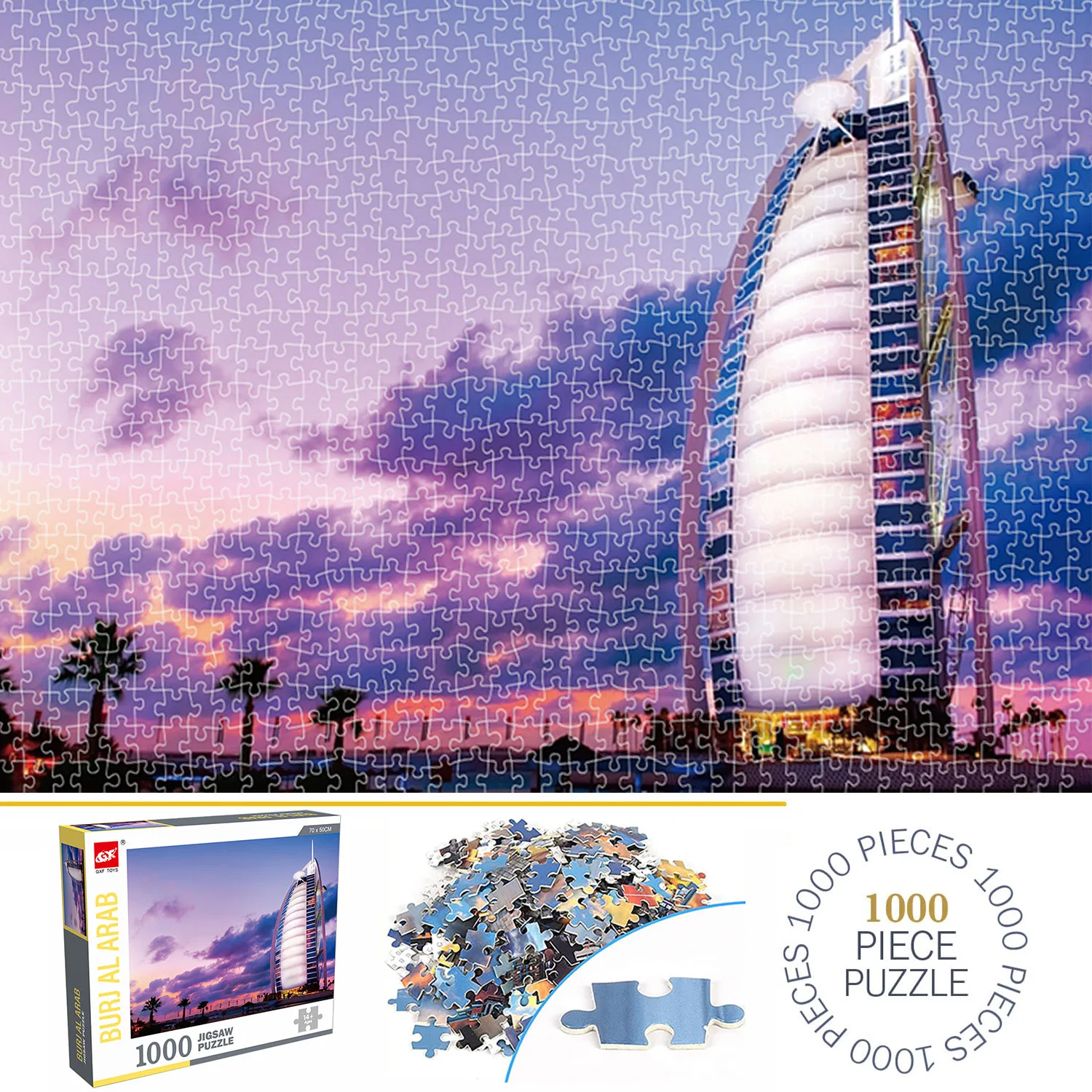 1000 Stuks Burj Al Arabische Legpuzzels voor Volwassenen Home Decor Games Familie Plezier Vloer Puzzels Educatief Speelgoed voor Kinderen