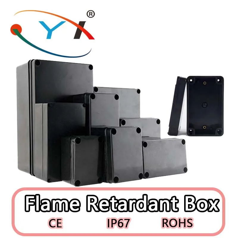 Plastic Waterproof Box ABS Flame-Retardant Outdoor Waterproof Junction Box IP67 Electrical Instrument Enclosure Sealing Boxblack