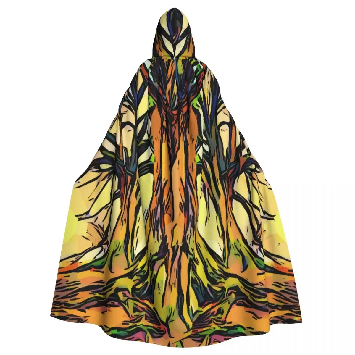 

Abstract Growing Tree Hooded Cloak Polyester Unisex Witch Cape Costume Accessory