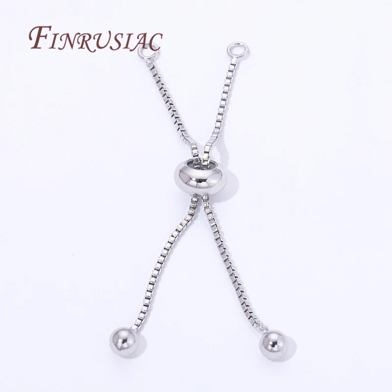 1/3/5Pcs 5cm 18K Gold Plated Adjustable Box Chains Rubber Slider Beads Bracelets Extender Chains For Jewelry Making Accessories