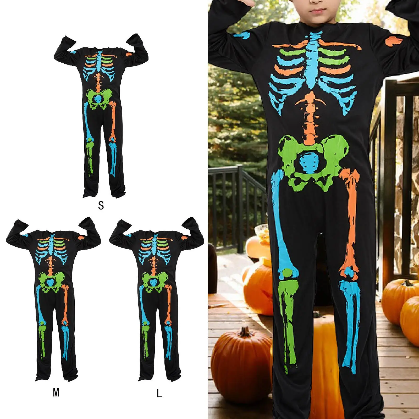 

Костюм скелета на Хэллоуин для мальчиков, легкая новинка, многоразовый страшный костюм