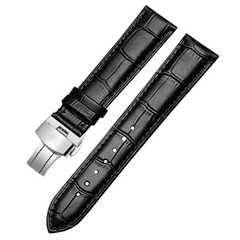 سوار للرجال T099 T099.407 T099408 T068427A سوار من الجلد 21 فراشة مشبك أزرق