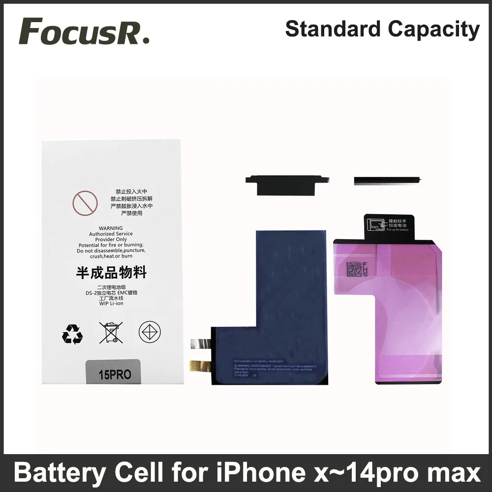 2pcs/lot Battery Cell No Flex Cable for iPhone 15 14 13 12 11 XS Max Battery Replacement Refurbish Repair Parts JCID Q1 Tester