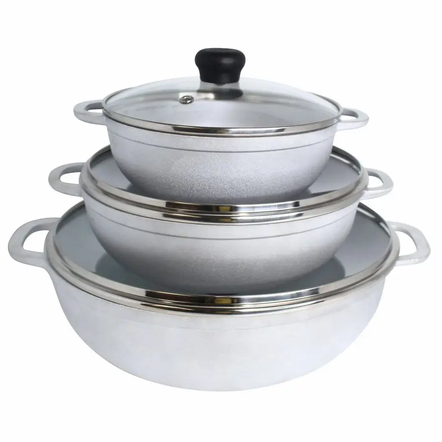 

Caldero Stock Pot with Glass Lid 3pc Set, 1.5 2.5 5.2qt, Cast Aluminum, Perfect for Serving Medium amp Small Groups, Riveted Han