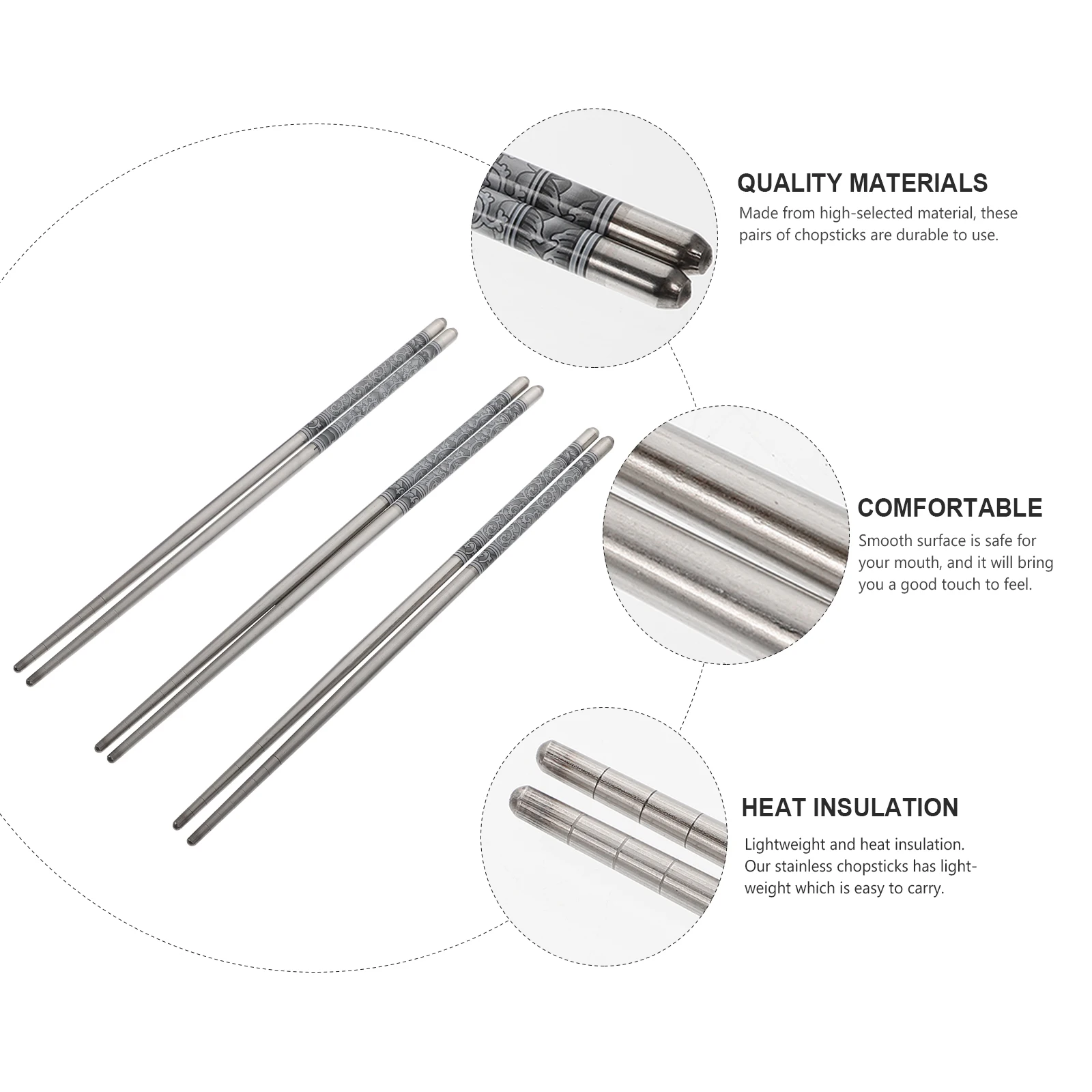 

12 Pairs Blue White Porcelain Chopsticks 304 Stainless Steel High Temp Long Reusable Lightweight Heat Insulation Easy Clean