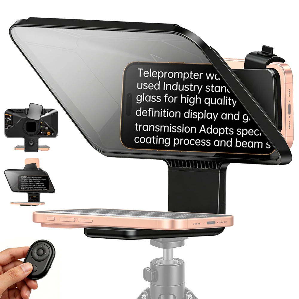Lensgo Tcoi 10P Teleprompter for Tablet Laptop Smartphone Camera Bluetooth Portable Telepronter Live Streaming Recording Video