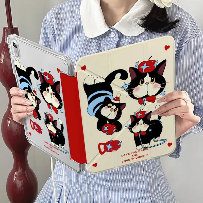 Kawaii Korean Cat Star Candy Love For iPad Pro Air 13 11 M5 M4 M3 M2 2 1 11th A16 12.9