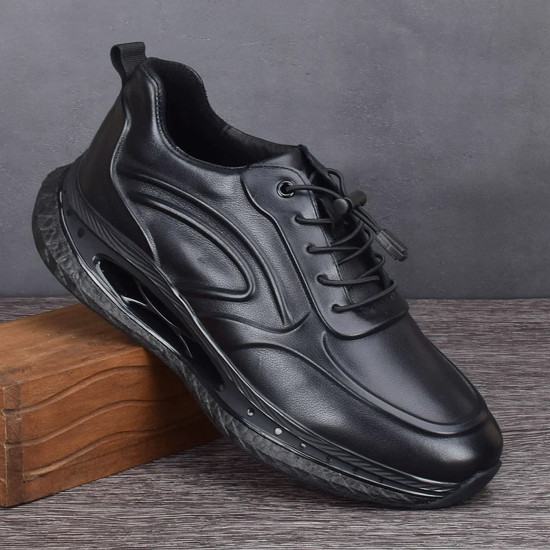 Genuine Leather Shoes Men Korean Cowhide Breathable Shoe Fashion Versatile Casual Sports Luxury Jogging Running Sneakers Stylish