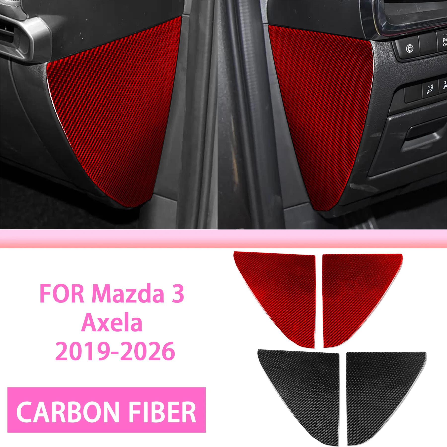 

Car Dashboard Both Sides Under Anti-collision Panel Decor Interior Accessories FOR Mazda 3 Axela 2019-2026 Carbon Fiber Stickers
