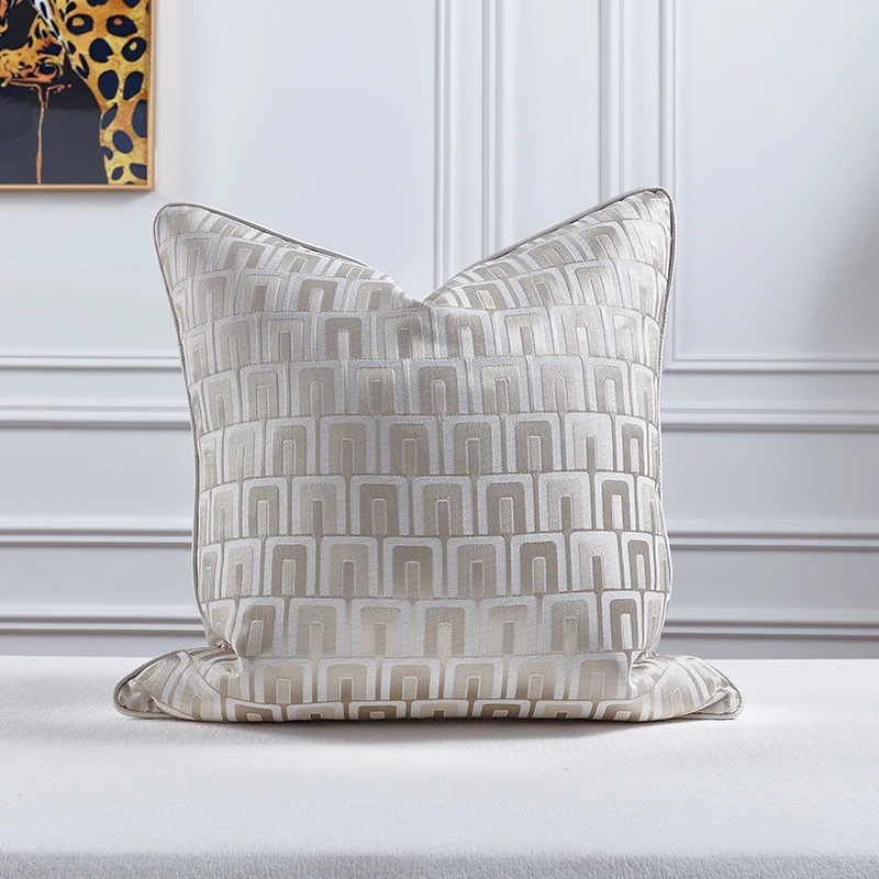 Ivory Khaki Color Pillows Luxury Satine Cushion Case Modern Geometric Decorative Pillow Cover For Sofa Chair Home Decorations