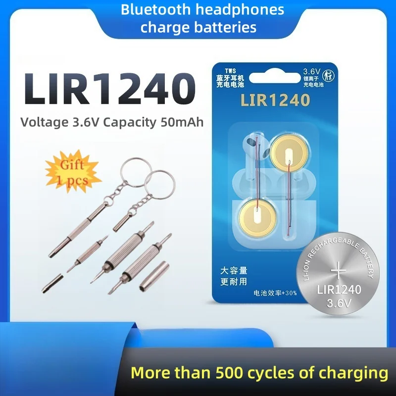 2-10PCSLIR1240 With Line Lithium Battery For Bluetooth Headset Mouse Welding Wire 3.6v Rechargeable Batteries