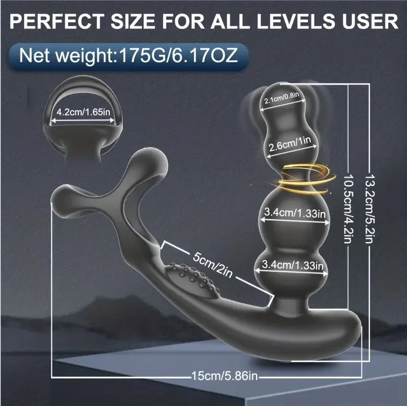 Male Anal Plugs 360° Rotate Prostate Massager Masturbator Vibrators Penis Ring Butt Plugs Vibrator Wireless APP Control Sex Toys