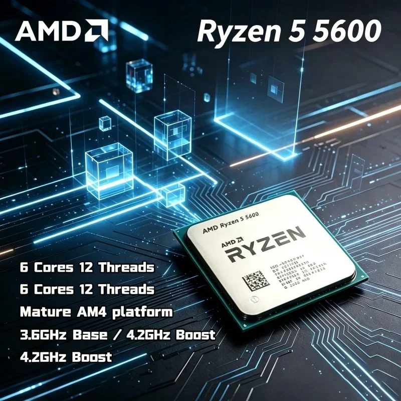 AMD R5 5600 Ryzen 5 5600 AM4 Platform Compatible 6 Cores 12 Threads 3.5GHz 65W Desktop CPU Without Box