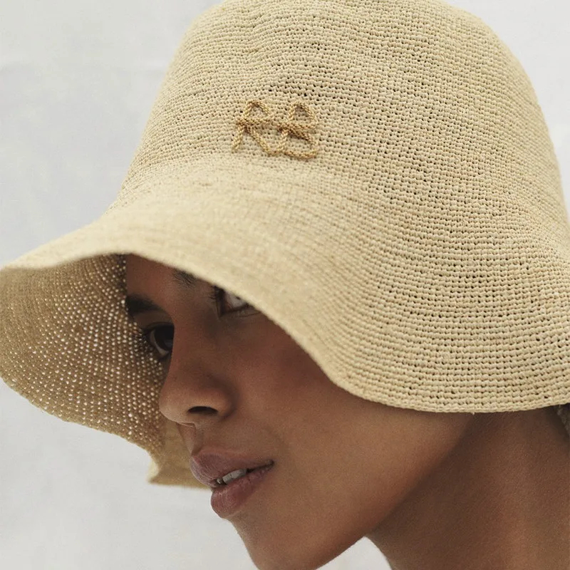 Women's Moldable Fine Raffia Bucket Hat Beach Sun Cap