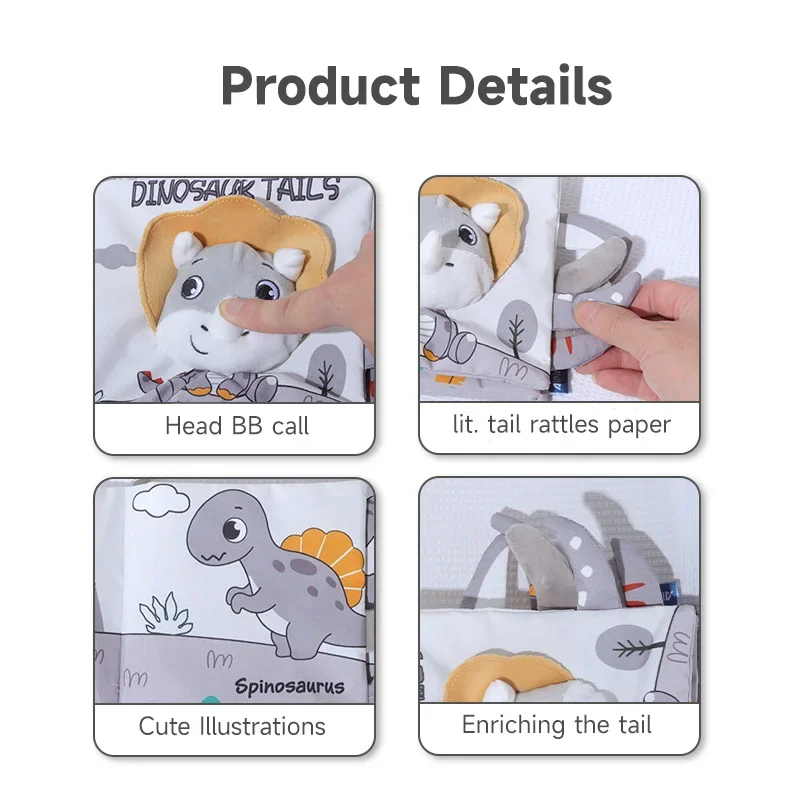 مونتيسوري الطفل التعلم المبكر التعليمية الحيوان ذيول النسيج الكتب يسهل الأطفال القراءة المعرفة الألعاب الحسية #1