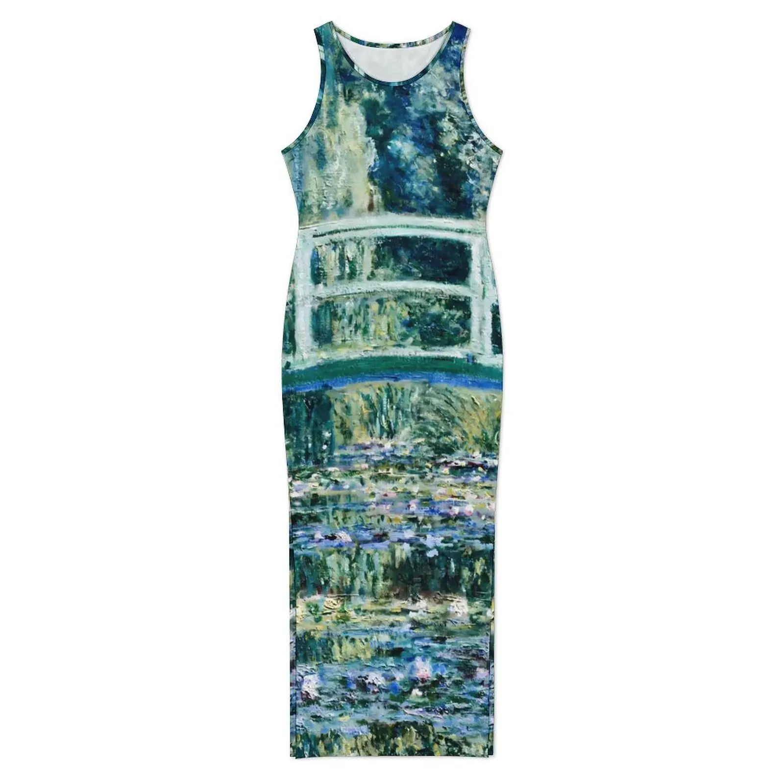 Water Lily Dress Sleeveless Claude Monet Streetwear Maxi Dresses Modern Bodycon Dress Women Design Oversized Clothes