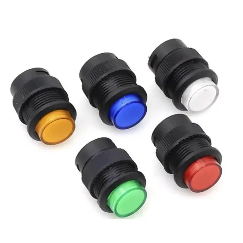 15Pcs Push Button Switch 250V 3A Switch R16-503Ad/Bd 4 Pin Self Reset Self Lock Switch Button With Led Round 16Mm