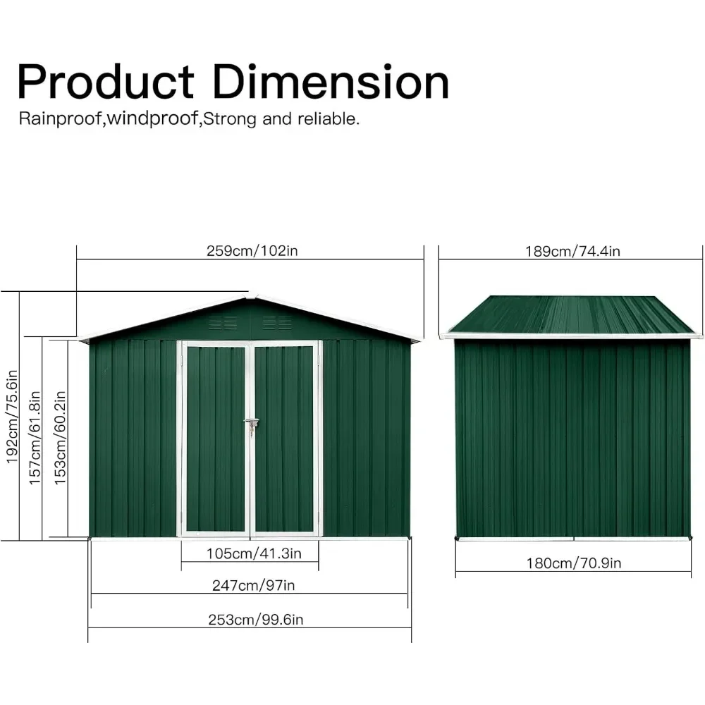 Outside Storage Shed Exterior Lockers Garden Buildings Metal Storage Shed With Double Lock Door for Garden Shed Tools Supplies