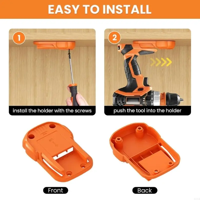 ABS Steel Reinforced Tool Holder Mounts on Wall Vehicle Ceiling for 14.4V 18V Equipment Power Tool Storage M4YD