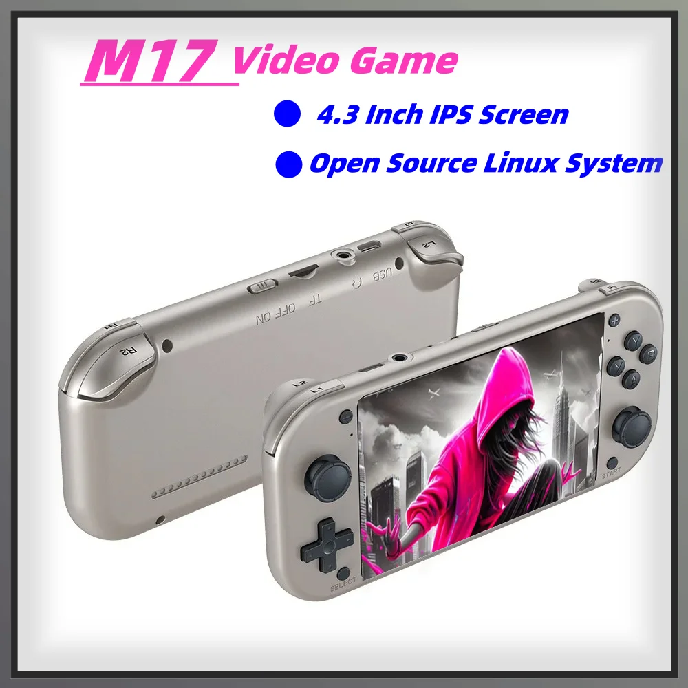 BOYHOM M17 Retro Handheld Video Game Console Open Source Linux System 4.3 Inch IPS Screen Portable Pocket Video Player for PSP