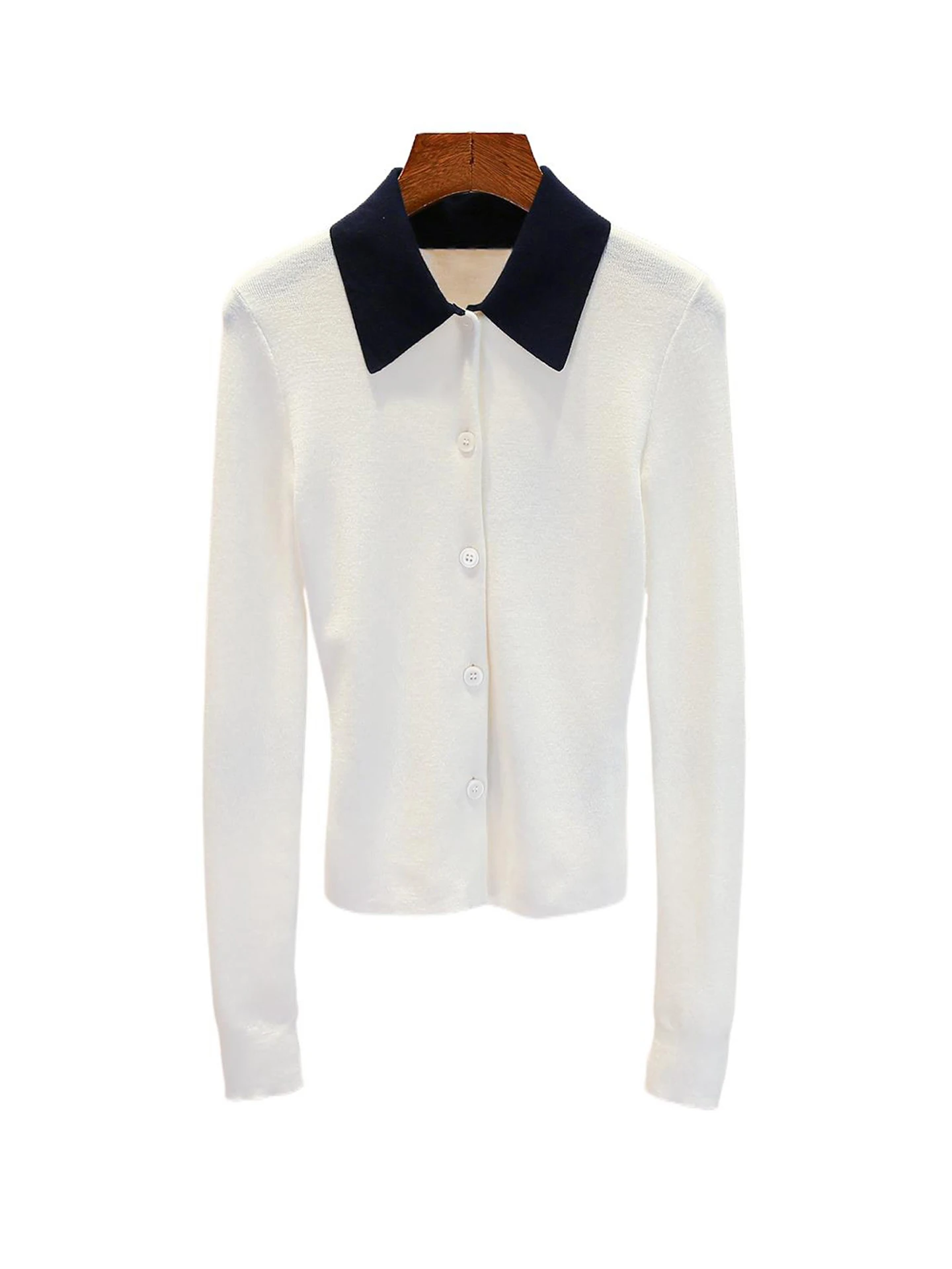 

High-End Women's Knitted Ne Open Cardigan Top by SP Home South Oil Autumn 2025 New Sle Simple Commute Sle Regular Fit